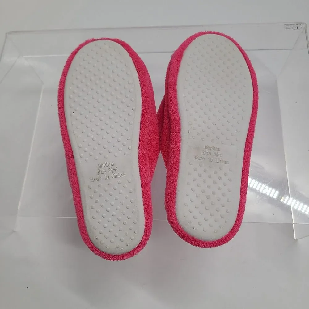 American Girl SLIPPERS for GIRLS Size Medium 3.5 - 5 Hot Pink Slip On Hearts